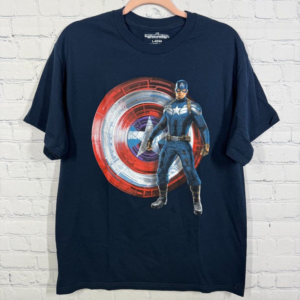 Marvel Captain America The Winter Soldier T Shirt Men Large Navy Blue 2014 Movie